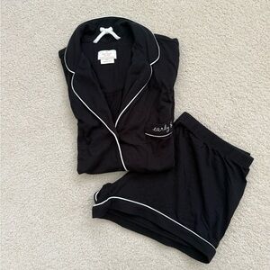 Kate Spade Black Pajama Set with White Trim